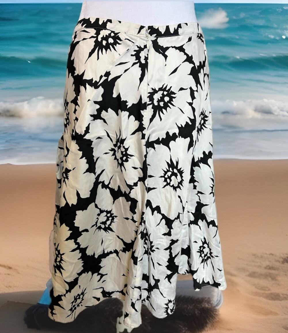 WHBM Tropical Silk Skirt Floral Hawaiian Pleated Boho Whimsygoth Resort Boho 2